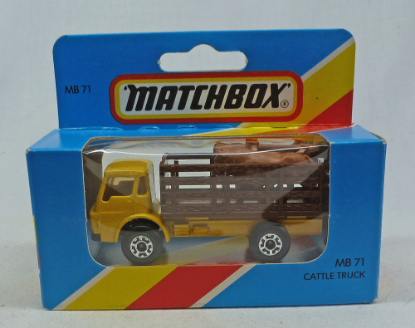 Picture of Lesney Matchbox Blue Box MB71e Dodge Cattle Truck Yellow/Brown