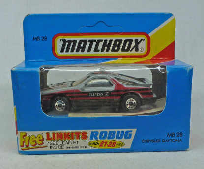 Picture of Matchbox Blue Box MB28 Chrysler Daytona Grey with 8 Dot Wheels 