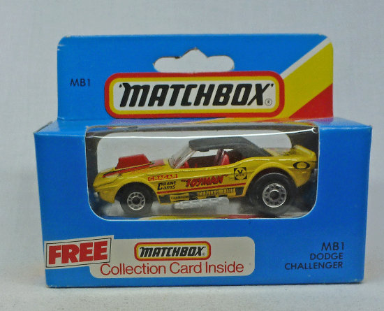 Picture of Matchbox Blue Box MB1 Dodge Challenger Yellow "Toyman" [B]