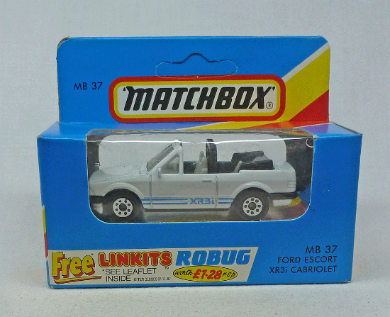 Picture of Matchbox Blue Box MB37 Ford Escort XR3i Cabriolet White with White 8 Dot Wheels