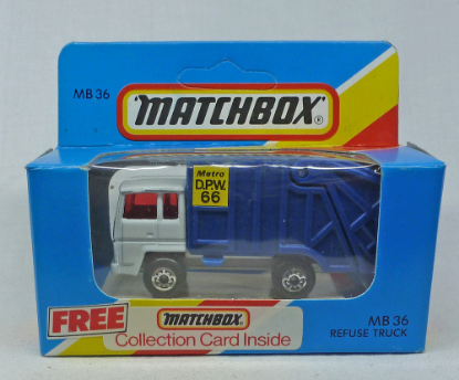 Picture of Matchbox Blue Box MB36 Refuse Truck White/Blue
