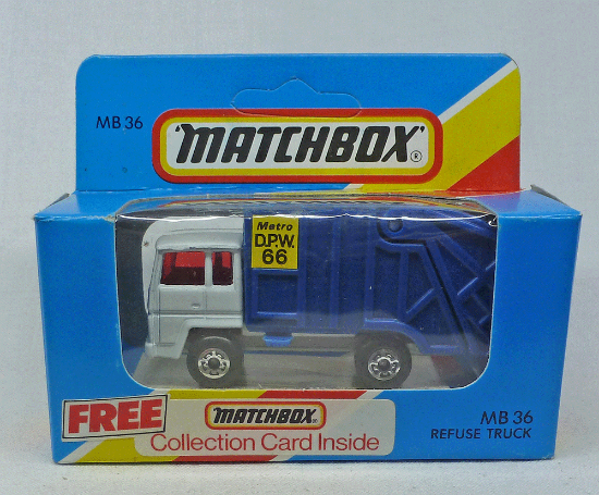 Picture of Matchbox Blue Box MB36 Refuse Truck White/Blue