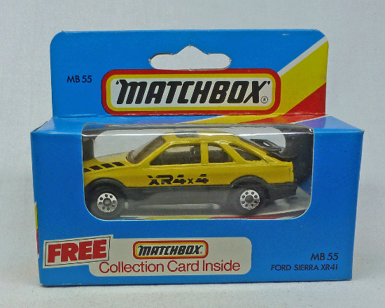 Picture of Matchbox Blue Box MB55 Ford Sierra XR4i Yellow with CP Wheels 