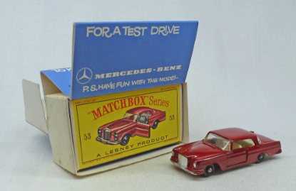 Picture of Matchbox Toys MB53b Mercedes 220 SE Maroon with PROMO BOX