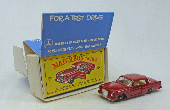 Picture of Matchbox Toys MB53b Mercedes 220 SE Maroon with PROMO BOX