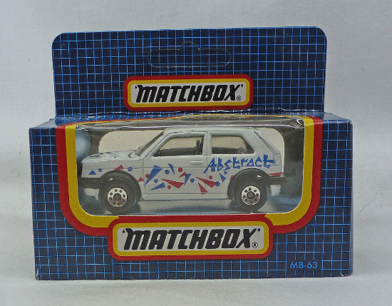Picture of Matchbox Dark Blue Box MB63 VW Golf GTi White with "Abstract" Tampos