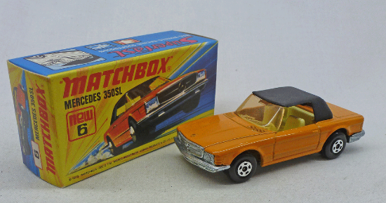 Picture of Matchbox Superfast MB6e Mercedes 350 SL Orange with 5 Spoke Wheels