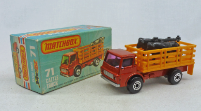 Picture of Matchbox Superfast MB71e Dodge Cattle Truck Bronze with PURPLE Windows