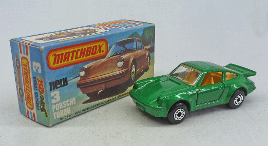 Picture of Matchbox Superfast MB3e Porsche Turbo Green with Orange Interior & Grey Base