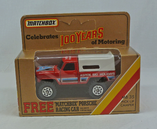 Picture of Matchbox GOLD Box MB35 Pick Up Camper Red "Aspen Ski Holidays" 