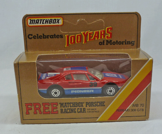 Picture of Matchbox GOLD Box MB70 Ferrari 308 GTB Red/Blue 