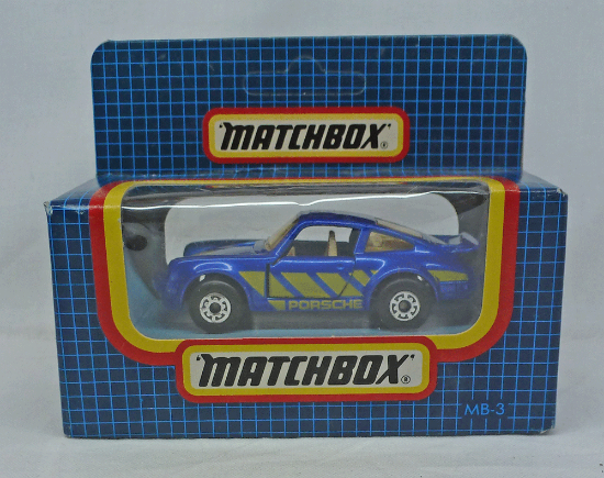 Picture of Matchbox Dark Blue Box MB3 Porsche Turbo Blue with "Porsche" Tampos