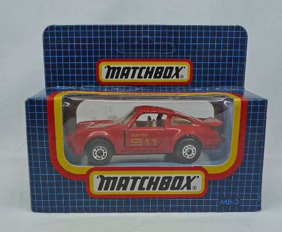 Picture of Matchbox Dark Blue Box MB3 Porsche Turbo Red with "911" Tampos 