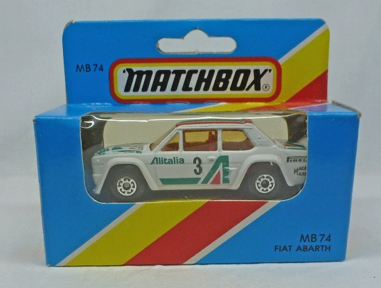 Picture of Matchbox Blue Box MB74 Fiat Abarth "Alitalia"  Dark Green Tampos