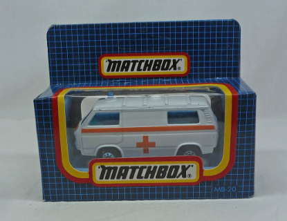 Picture of Matchbox Dark Blue Box MB20 Volkswagen Transporter Ambulance Orange Tampos