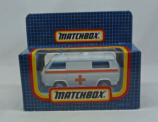 Picture of Matchbox Dark Blue Box MB20 Volkswagen Transporter Ambulance Orange Tampos