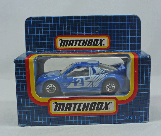Picture of Matchbox Dark Blue Box MB34 Ford RS 200 Blue with White Tampos