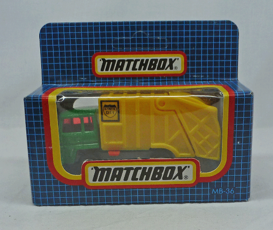 Picture of Matchbox Dark Blue Box MB36 Refuse Truck Green/Yellow