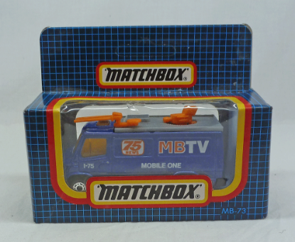 Picture of Matchbox Dark Blue Box MB73 TV Reporter Truck with LO Orange Radar