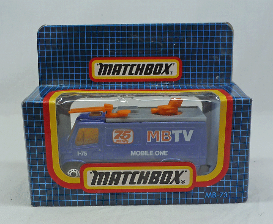 Picture of Matchbox Dark Blue Box MB73 TV Reporter Truck with LO Orange Radar