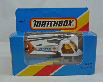 Picture of Lesney Matchbox Blue Box MB75e Helicopter "Rescue" Orange Cross 