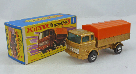 Picture of Matchbox Superfast MB1e Mercedes Truck with Orange Canopy & 5 SPOKE WHEELS