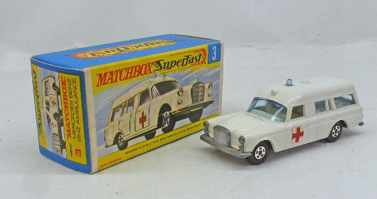 Picture of Matchbox Superfast MB3c Mercedes Ambulance Off White with Narrow Wheels