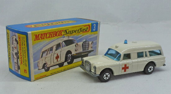 Picture of Matchbox Superfast MB3c Mercedes Ambulance Off White with Wide Wheels