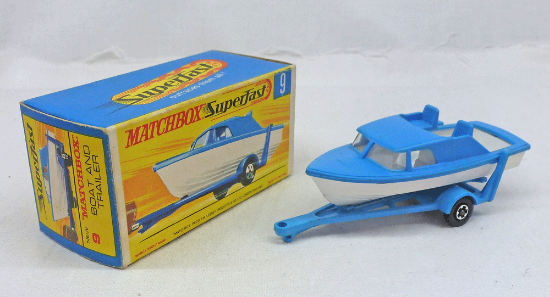 Picture of Matchbox Superfast MB9d Boat & Trailer Light Blue Centre Cut 5 Spokes