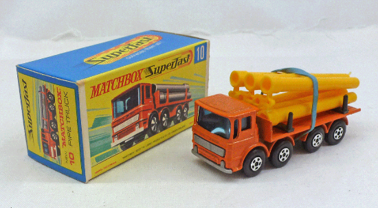 Picture of Matchbox Superfast MB10d Leyland Pipe Truck Orange with SILVER/GREY Base