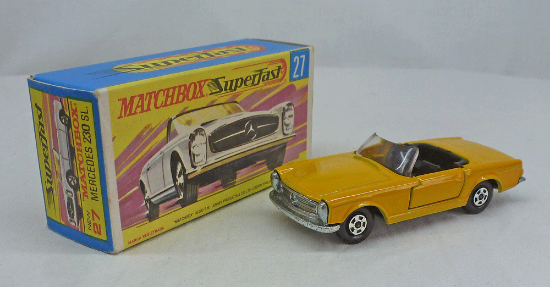Picture of Matchbox Superfast MB27d Mercedes 230SL Dark Yellow with Black Interior