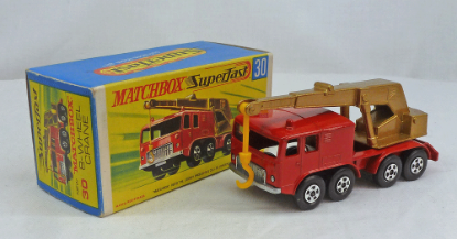 Picture of Matchbox Superfast MB30c 8 Wheel Crane 30c Red/Gold with OY Hook