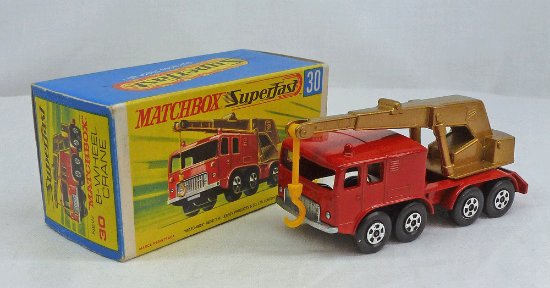 Picture of Matchbox Superfast MB30c 8 Wheel Crane 30c Red/Gold with OY Hook