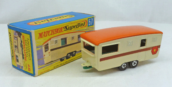 Picture of Matchbox Superfast MB57d Trailer Caravan Cream with Flower Labels