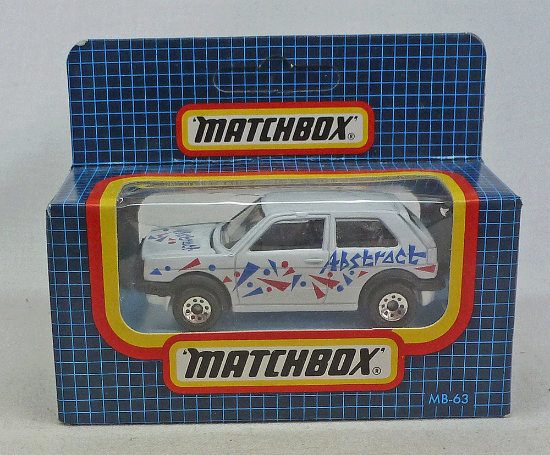 Picture of Matchbox Dark Blue Box MB63 VW Golf GTi White with "Abstract" Tampos