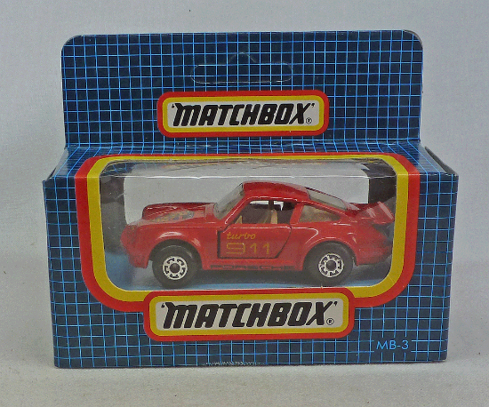 Picture of Matchbox Dark Blue Box MB3 Porsche Turbo Red with "911" Tampos 